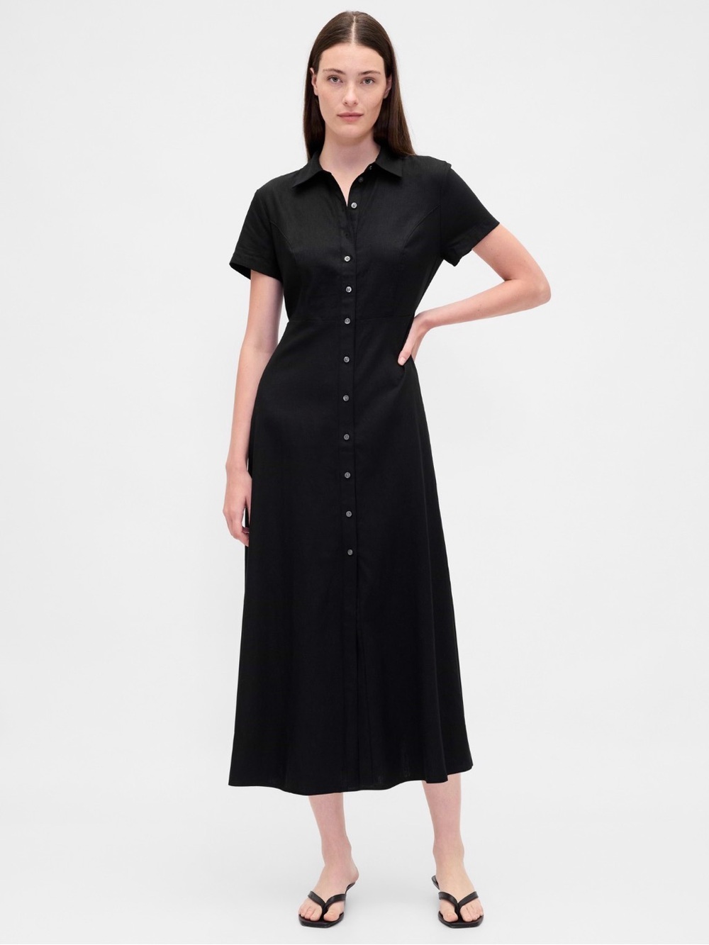 GAP Linen-Blend Midi Shirtdress | Sz L